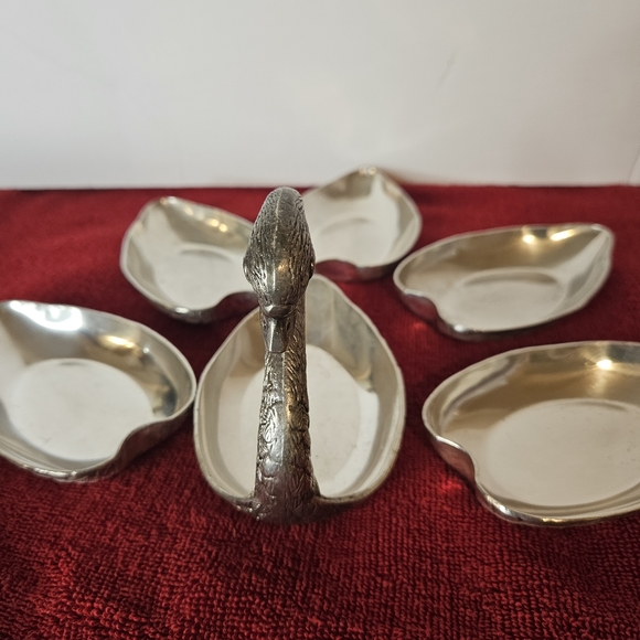 Vintage Silver Plated Swan Nesting Bowls Set of 6 Trays Nut, Candy Dish, Trinket - Picture 10 of 10